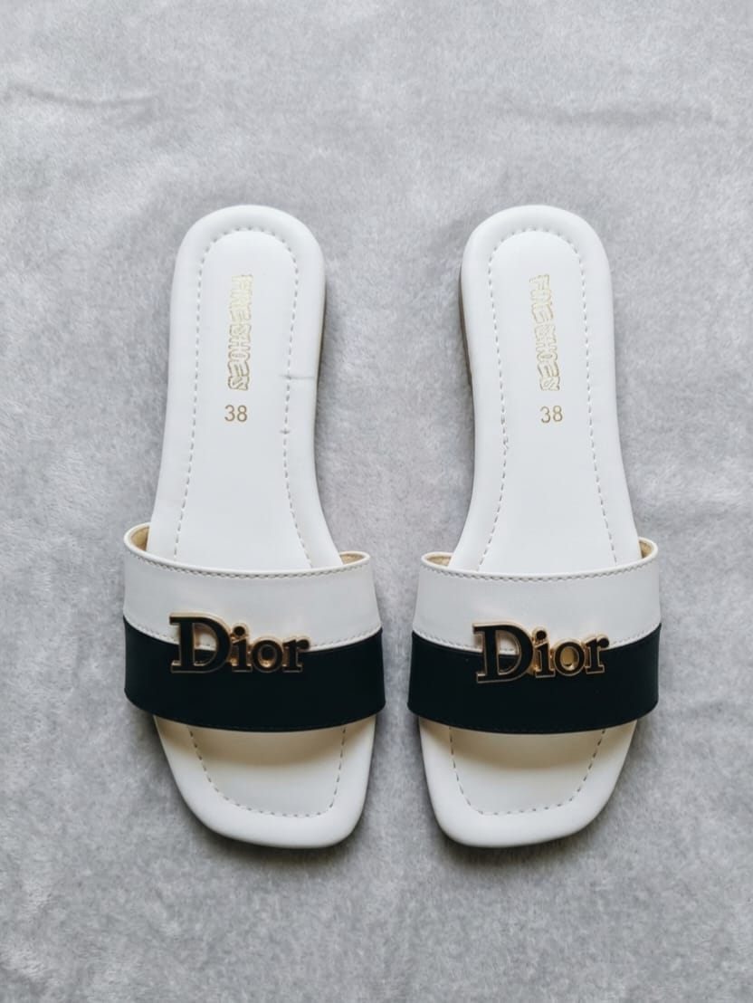 Flat Slipper with Gold-Tone Logo
