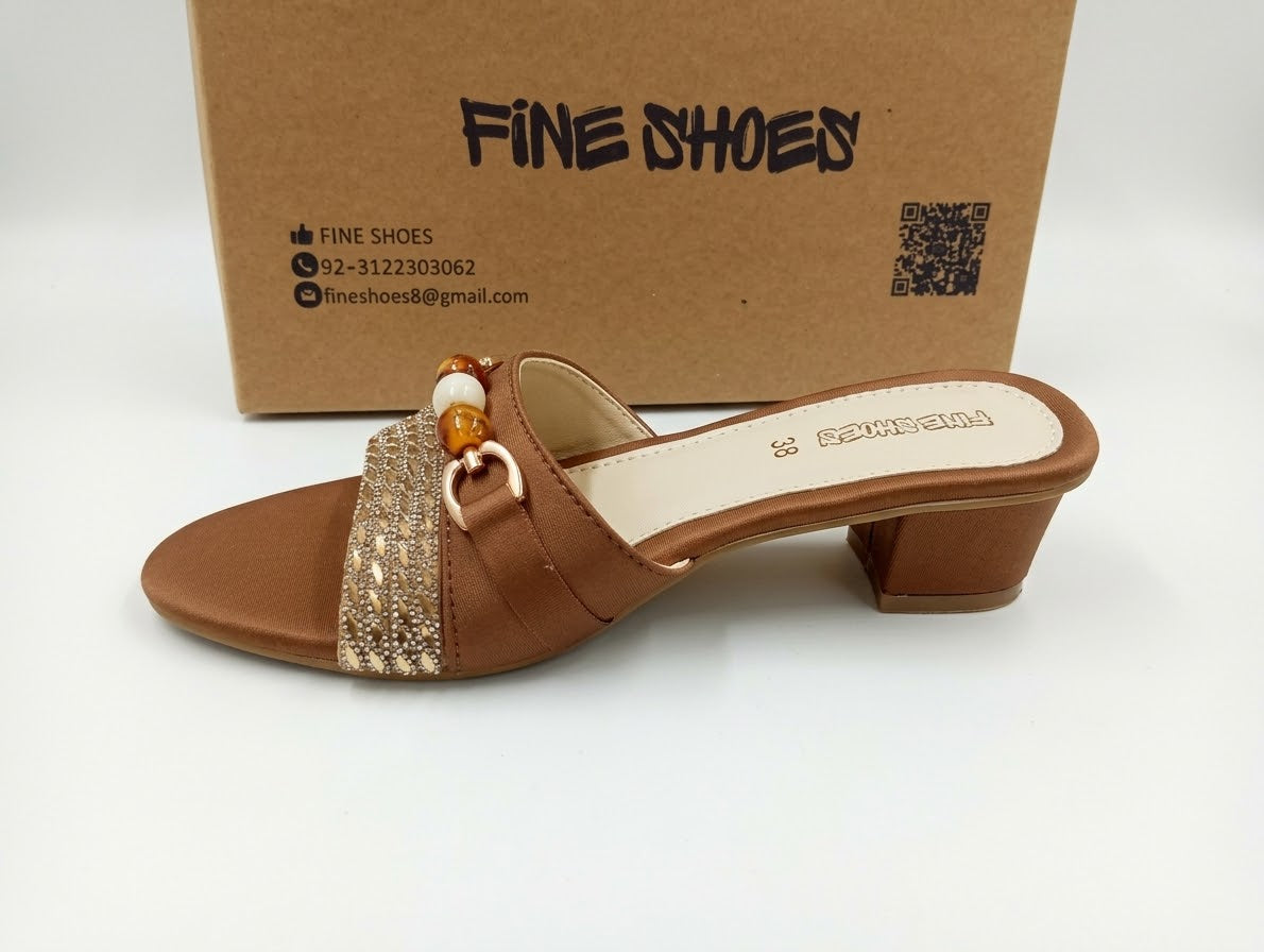 Pearl Embellished Block Heel Mules