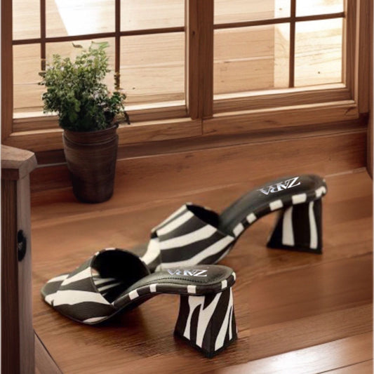 Zebra block heel